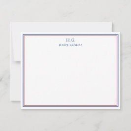 Navy Blue Burgundy Mit Monogramm Mitteilungskarte