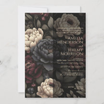 Navy Blue & Burgundy Moody Floral
