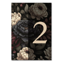 Navy Blue & Burgundy Moody Floral Table 2 Tischnummer