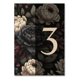 Navy Blue & Burgundy Moody Floral Table 3 Tischnummer