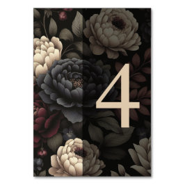Navy Blue & Burgundy Moody Floral Table 4 Tischnummer