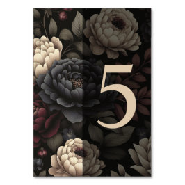 Navy Blue & Burgundy Moody Floral Table 5 Tischnummer