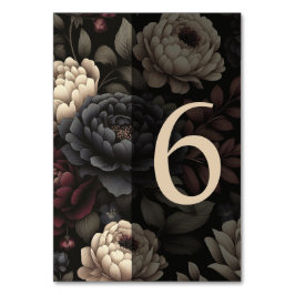 Navy Blue & Burgundy Moody Floral Table 6 Tischnummer