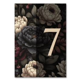 Navy Blue & Burgundy Moody Floral Table 7 Tischnummer