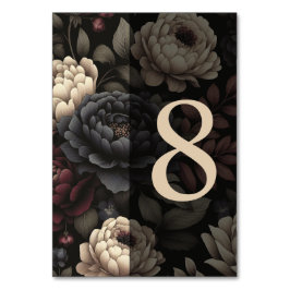 Navy Blue & Burgundy Moody Floral Table 8 Tischnummer