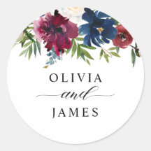 Navy Blue Burgundy Red Floral Chic Hochzeit