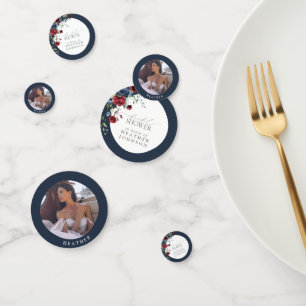 Navy Blue Burgundy Watercolor Brautparty Konfetti