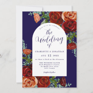 Navy Blue Burnt Orange Rustikale Hochzeit im Herbs Einladung