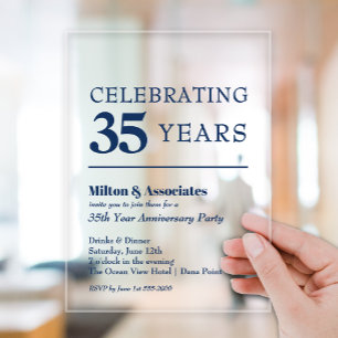 Navy Blue Business Jubiläum Acryleinladungen