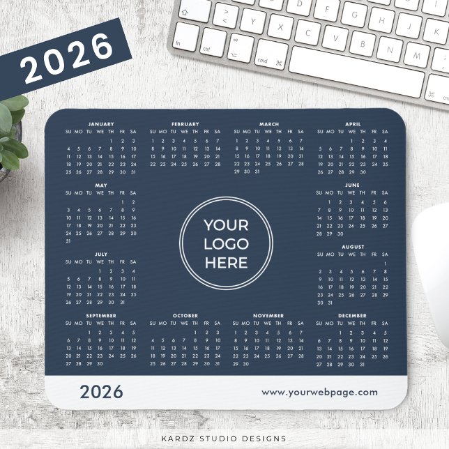 Navy Blue Business Logo 2026 Kalendermousepad Mousepad (Von Creator hochgeladen)