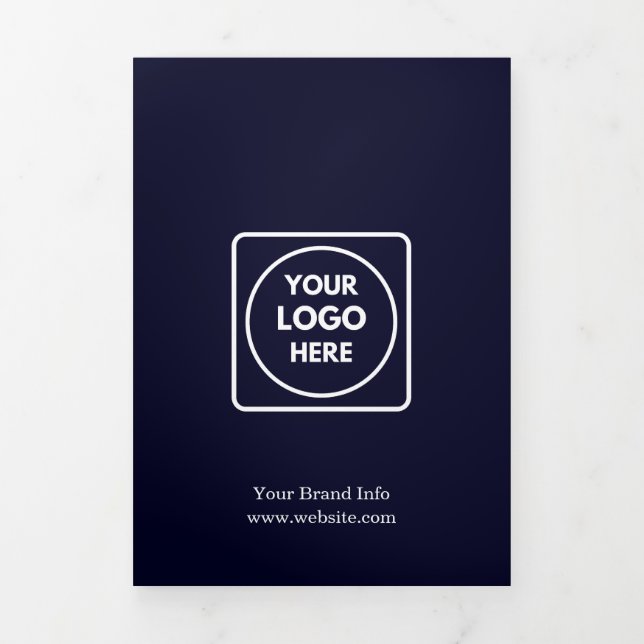 Navy Blue Business Logo | Benutzerdefiniertes gekl Dreifach Gefaltete Karte (Cover)