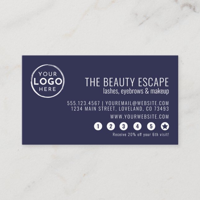 Navy Blue Business Logo Loyalty Card Treuekarte (Vorderseite)