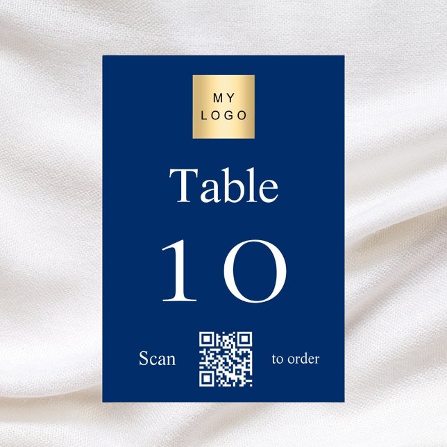 Navy Blue Business Logo QR Tischnummer (Von Creator hochgeladen)