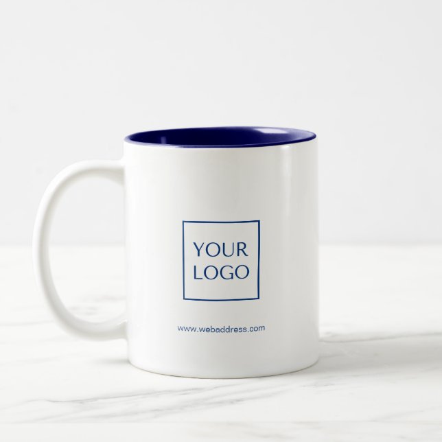 Navy Blue Business Logo rechteckige Kaffee-Tasse Zweifarbige Tasse (Links)