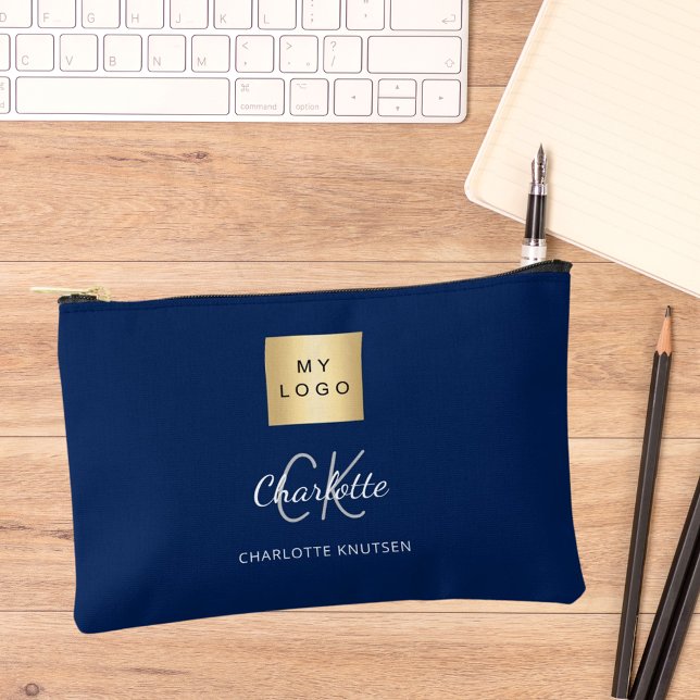 Navy Blue Business Logo Zubehörtasche (Von Creator hochgeladen)