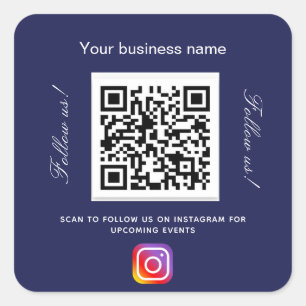 Navy-Blue-Business-Name qr-Code Quadratischer Aufkleber