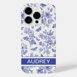 Navy Blue Butterfly Toile iPhone 14 Pro Fall Case-Mate iPhone 14 Pro Hülle