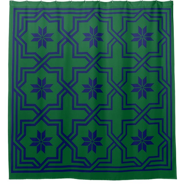 Navy Blue Byzantine Duschvorhang (Vorderseite)