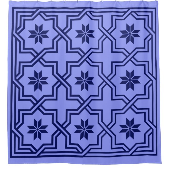 Navy Blue Byzantine Duschvorhang (Vorderseite)