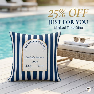 Navy Blue Cabana Streifen Custom Familienpoolseite Kissen