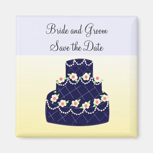 Navy Blue Cake Save the Date Magnet (Vorne)
