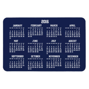 Navy Blue Calendar 2016 Große flexible Magnete 4x6