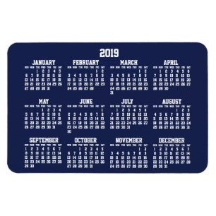 Navy Blue Calendar 2019 Große flexible Magnete