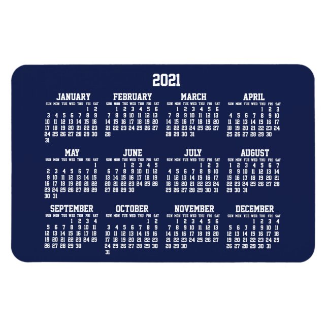 Navy Blue Calendar 2021 große flexible Magnete (Horizontal)