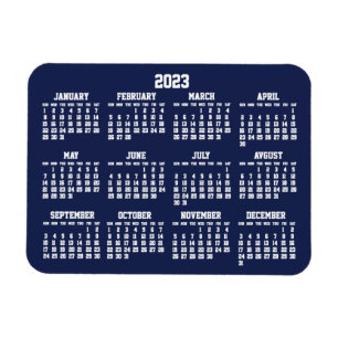 Navy Blue Calendar 2023 Kleine flexible Magnete