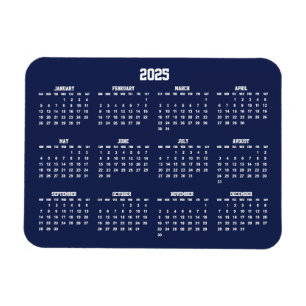 Navy Blue Calendar 2025 Kleine flexible Magnete