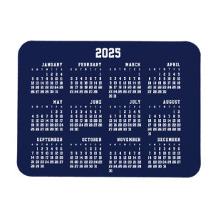 Navy Blue Calendar Flexible Magnet 2025