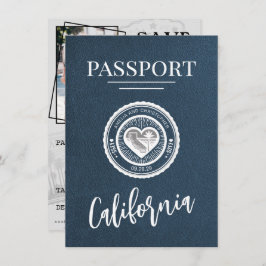Navy Blue California Passport Save the Date