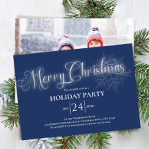 Navy Blue Calligraphy Script Frohe Weihnachtsfeier