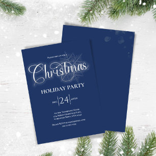 Navy Blue Calligraphy Script Weihnachts-Party Einladung