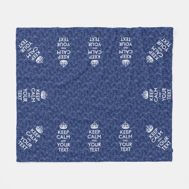 Navy Blue Camouflage Behalte Ruhe und Ihren Text Fleecedecke (Vorderseite (Horizontal))
