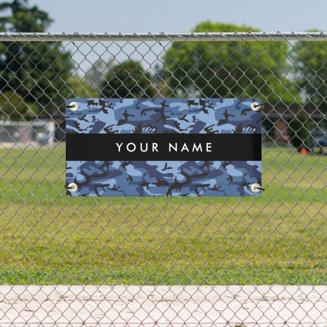 Navy Blue Camouflage Ihr Name Personalize Banner (Insitu)