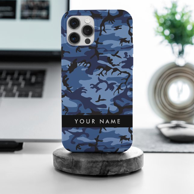 Navy Blue Camouflage Ihr Name Personalize Case-Mate iPhone Hülle (Von Creator hochgeladen)