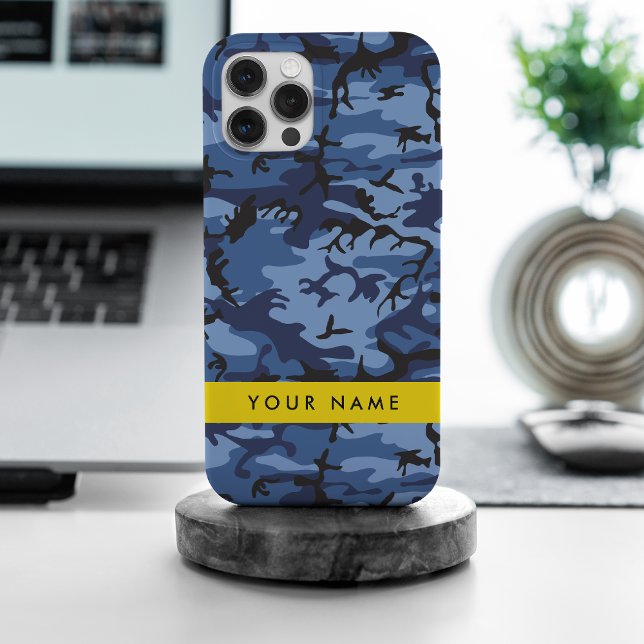 Navy Blue Camouflage Ihr Name Personalize Case-Mate iPhone Hülle (Von Creator hochgeladen)