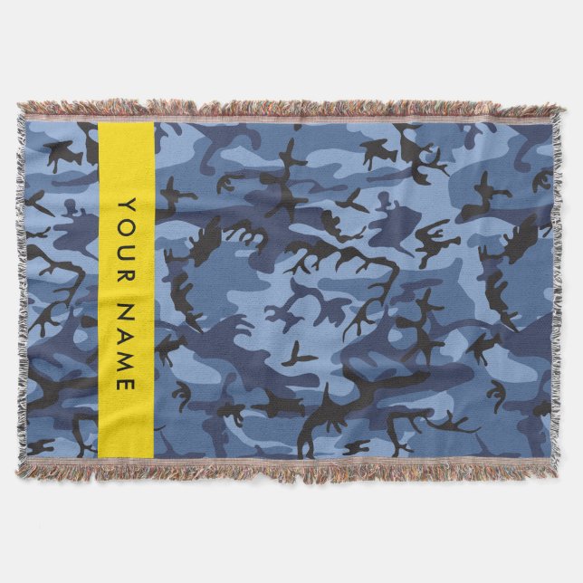 Navy Blue Camouflage Ihr Name Personalize Decke (Vorderseite)