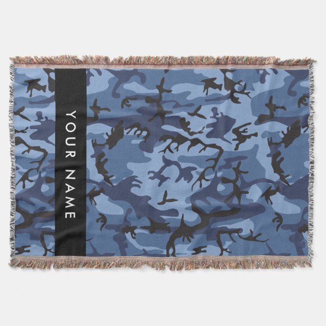Navy Blue Camouflage Ihr Name Personalize Decke (Vorderseite)