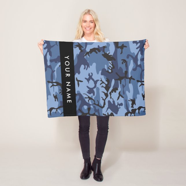 Navy Blue Camouflage Ihr Name Personalize Fleecedecke (Beispiel)