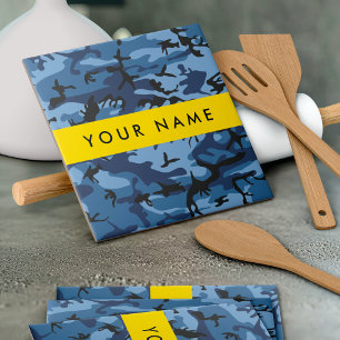 Navy Blue Camouflage Ihr Name Personalize Fliese