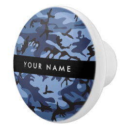 Navy Blue Camouflage Ihr Name Personalize Keramikknauf