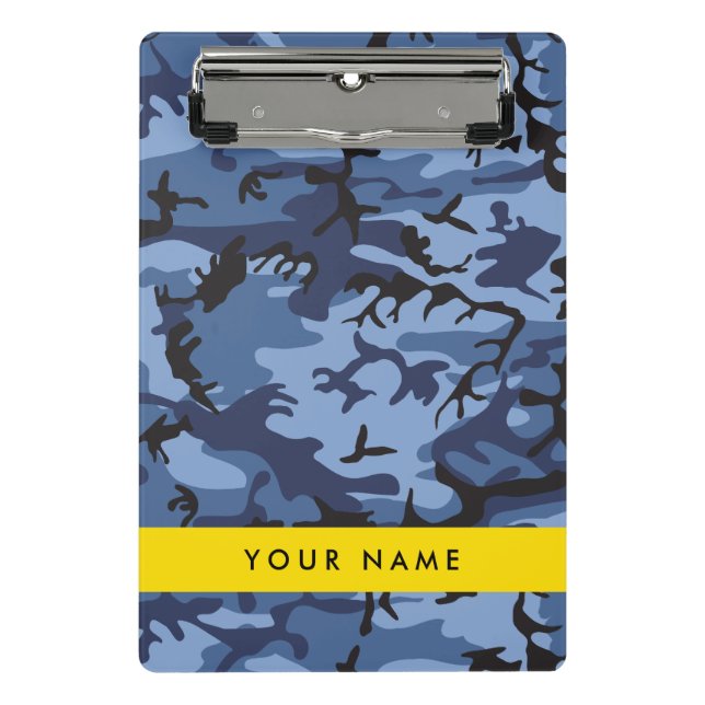 Navy Blue Camouflage Ihr Name Personalize Mini Klemmbrett (Vorderseite)