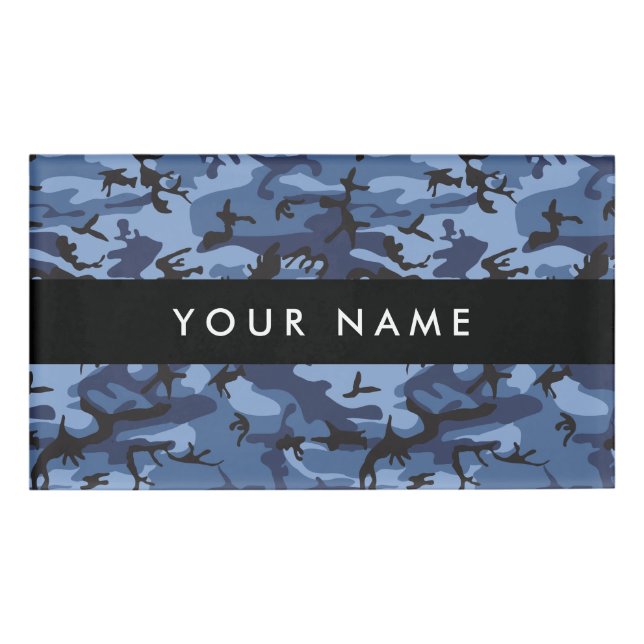 Navy Blue Camouflage Ihr Name Personalize Namenschild (Vorderseite)