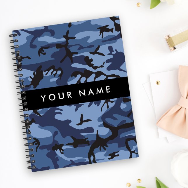 Navy Blue Camouflage Ihr Name Personalize Notizbuch (Von Creator hochgeladen)