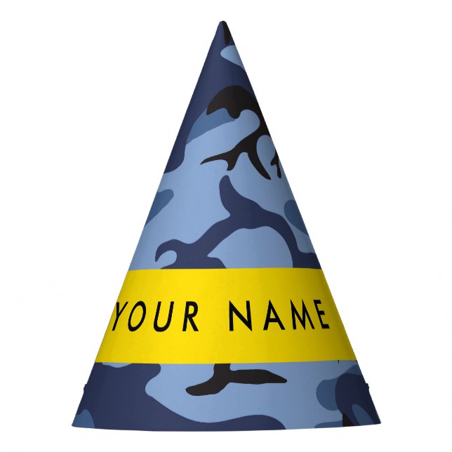 Navy Blue Camouflage Ihr Name Personalize Partyhütchen (Vorderseite)