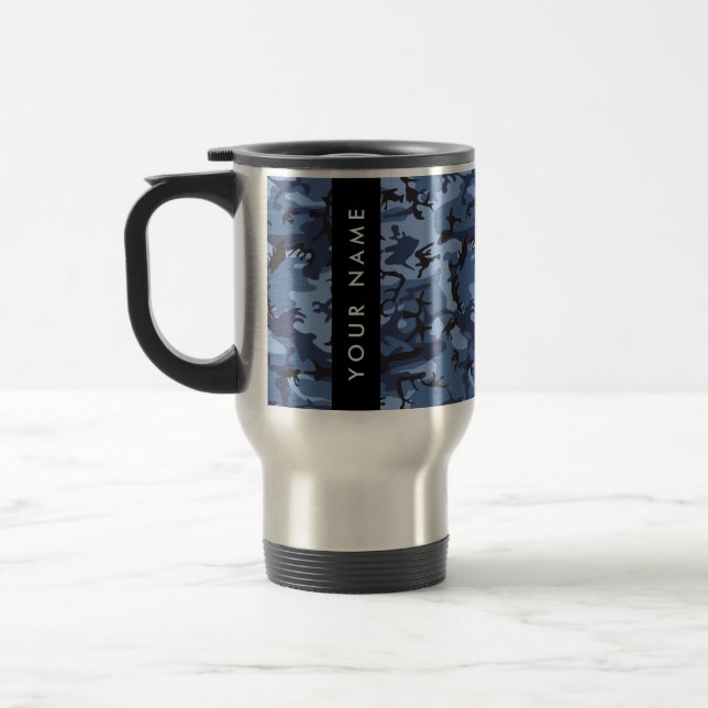 Navy Blue Camouflage Ihr Name Personalize Reisebecher (Links)