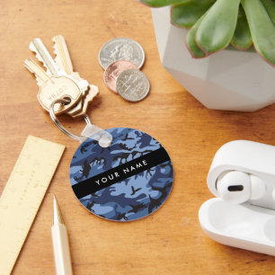 Navy Blue Camouflage Ihr Name Personalize Schlüsselanhänger
