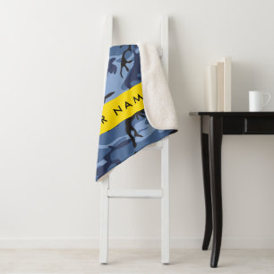 Navy Blue Camouflage Ihr Name Personalize Sherpadecke